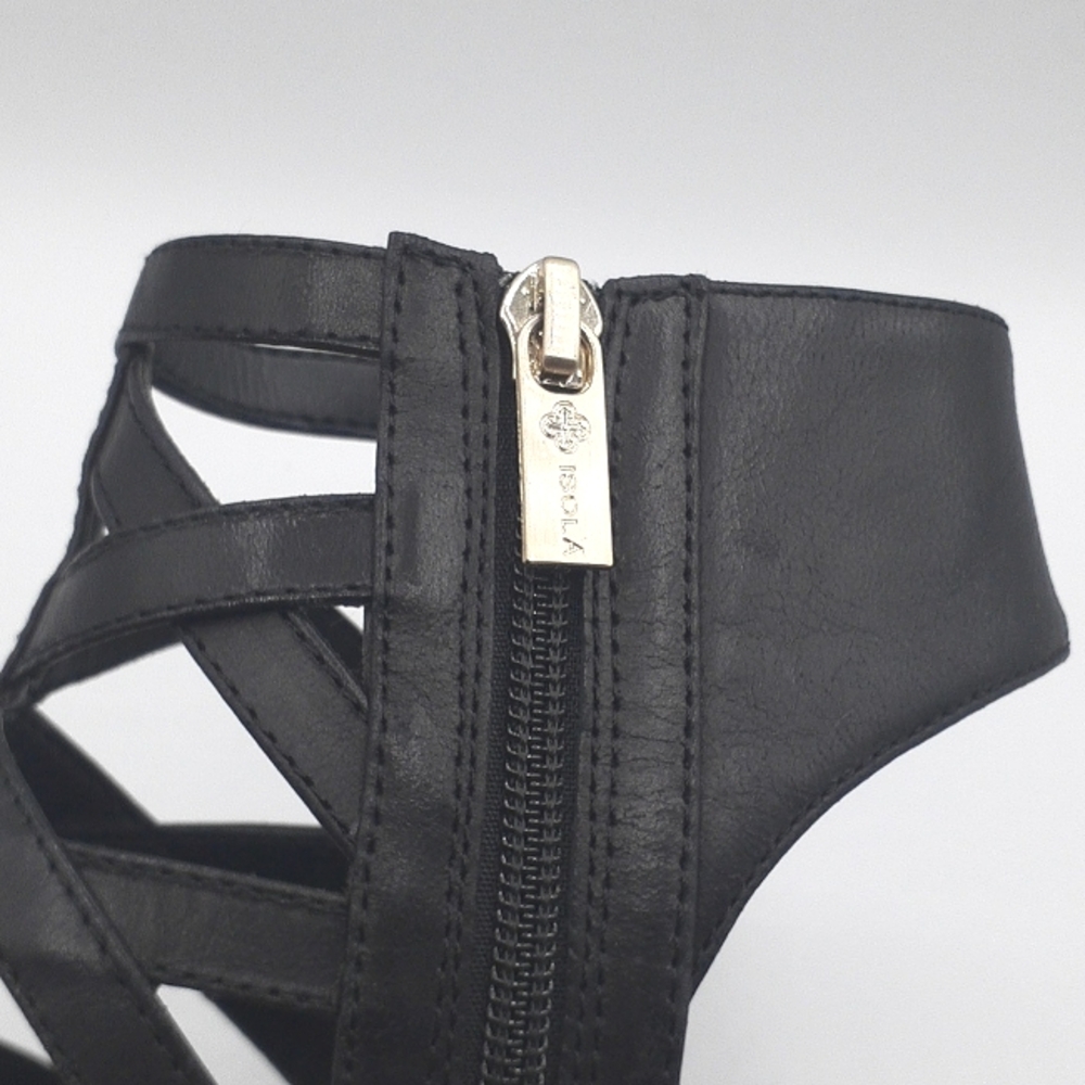 ISOLA Genuine Leather Gladiator Strappy Sandals Black Size 9 - Picture 5 of 9